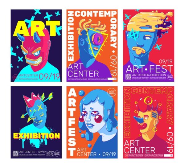 set-of-contemporary-art-poster-templates-free-vector Posters